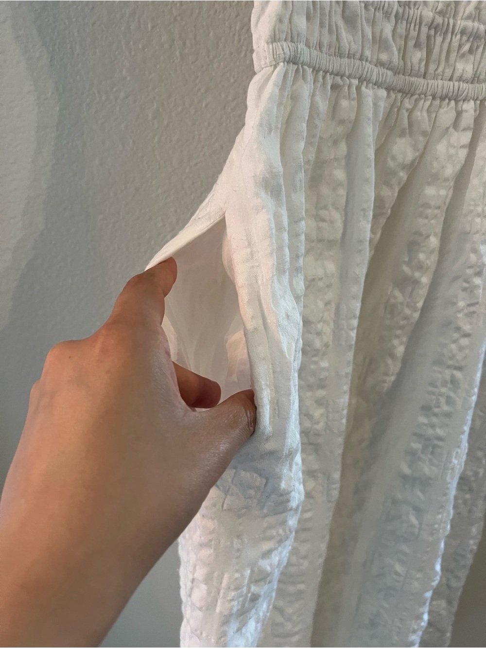 Madewell White Textured Midi Dress with Puff Sleeves - Picture 3 of 11